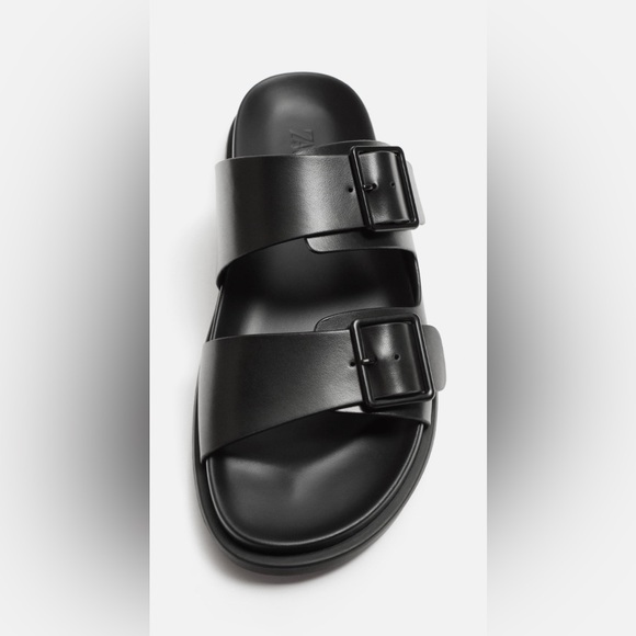 Zara Men's Double Strap Black Sandals - Picture 1 of 3